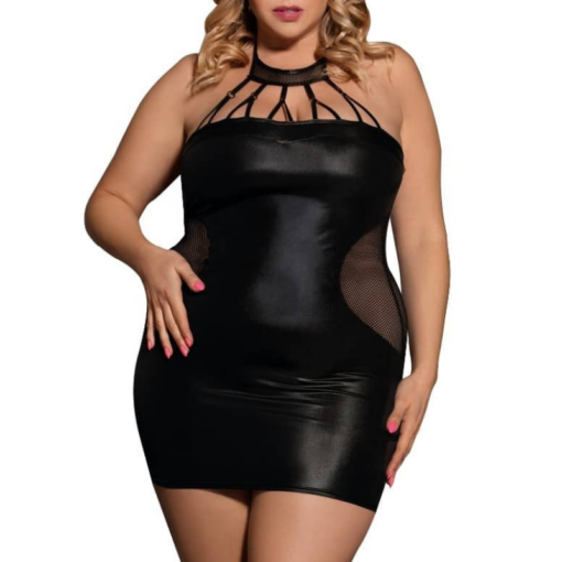 Faux Leather Mini Dress - Image 2