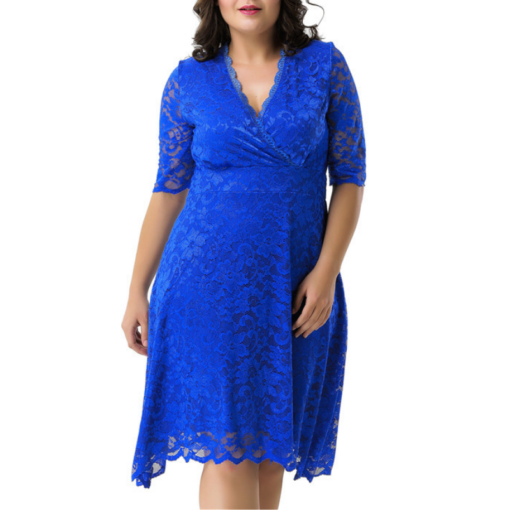 V-Neck Lace Dress - Image 2