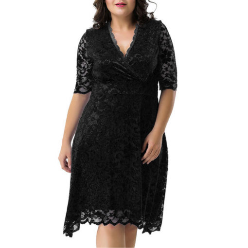 V-Neck Lace Dress - Image 3