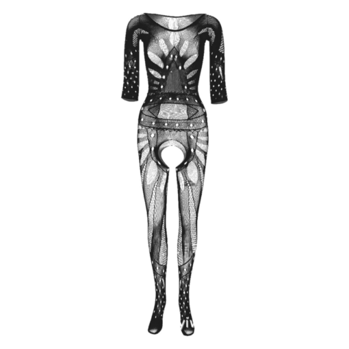 Kinky Bodysuit w Striped Fishnet Pattern - Image 3