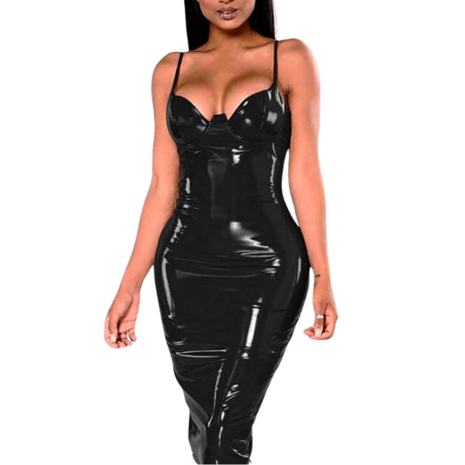 Sexy V-Neck Latex Dress - Image 2