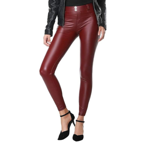 Booty Plumping Red Leather Trousers - Image 3