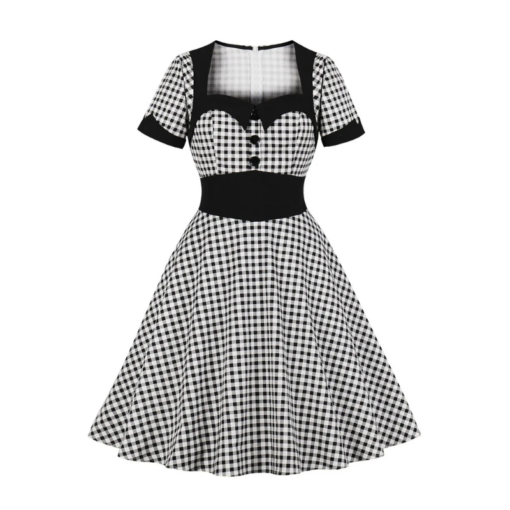 Vintage Black and White Flare Dress