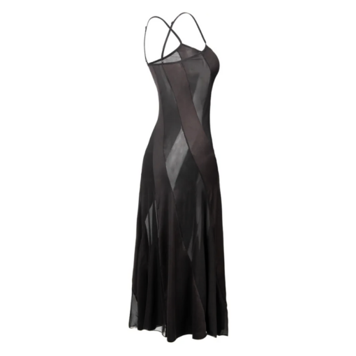 Black Sheer Cut-Out Maxi Dress - Image 3