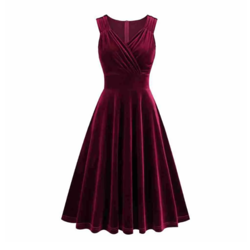 Smooth Velvet Sleeveless Dress - Image 2