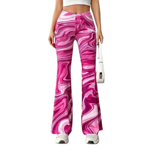 Pink Marble Flared Yoga Pants