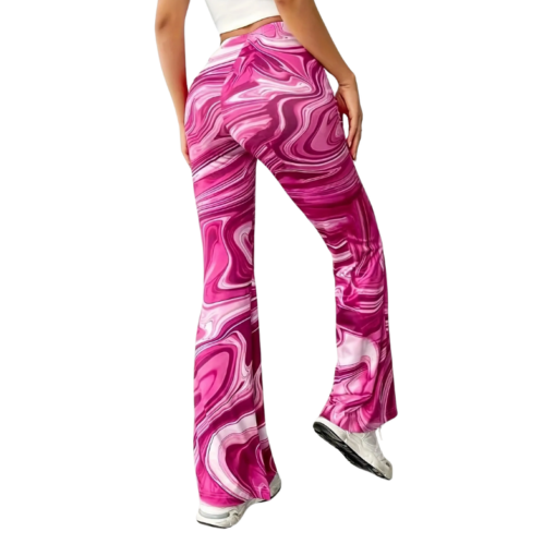 Pink Marble Flared Yoga Pants - Image 2